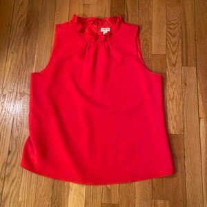 EUC J Crew Red Ruffle Neck Top Medium